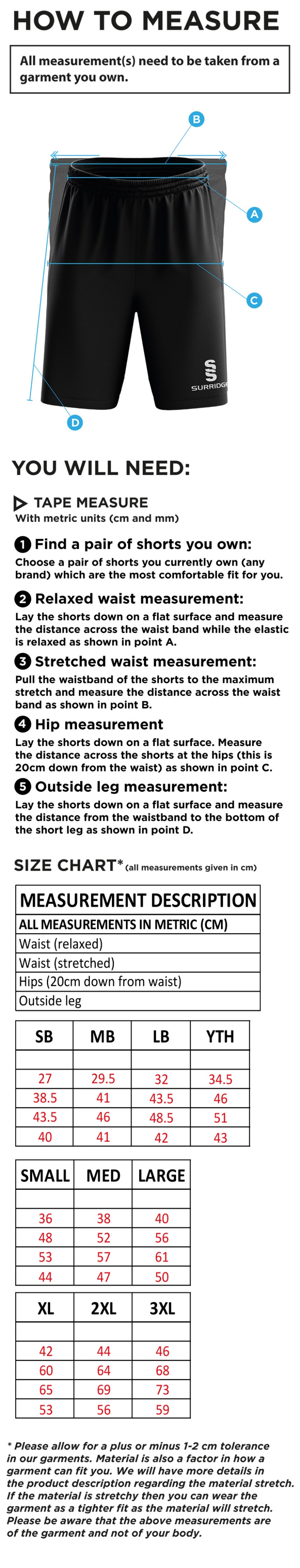 ITSLiB XI Blade Shorts : Navy - Size Guide