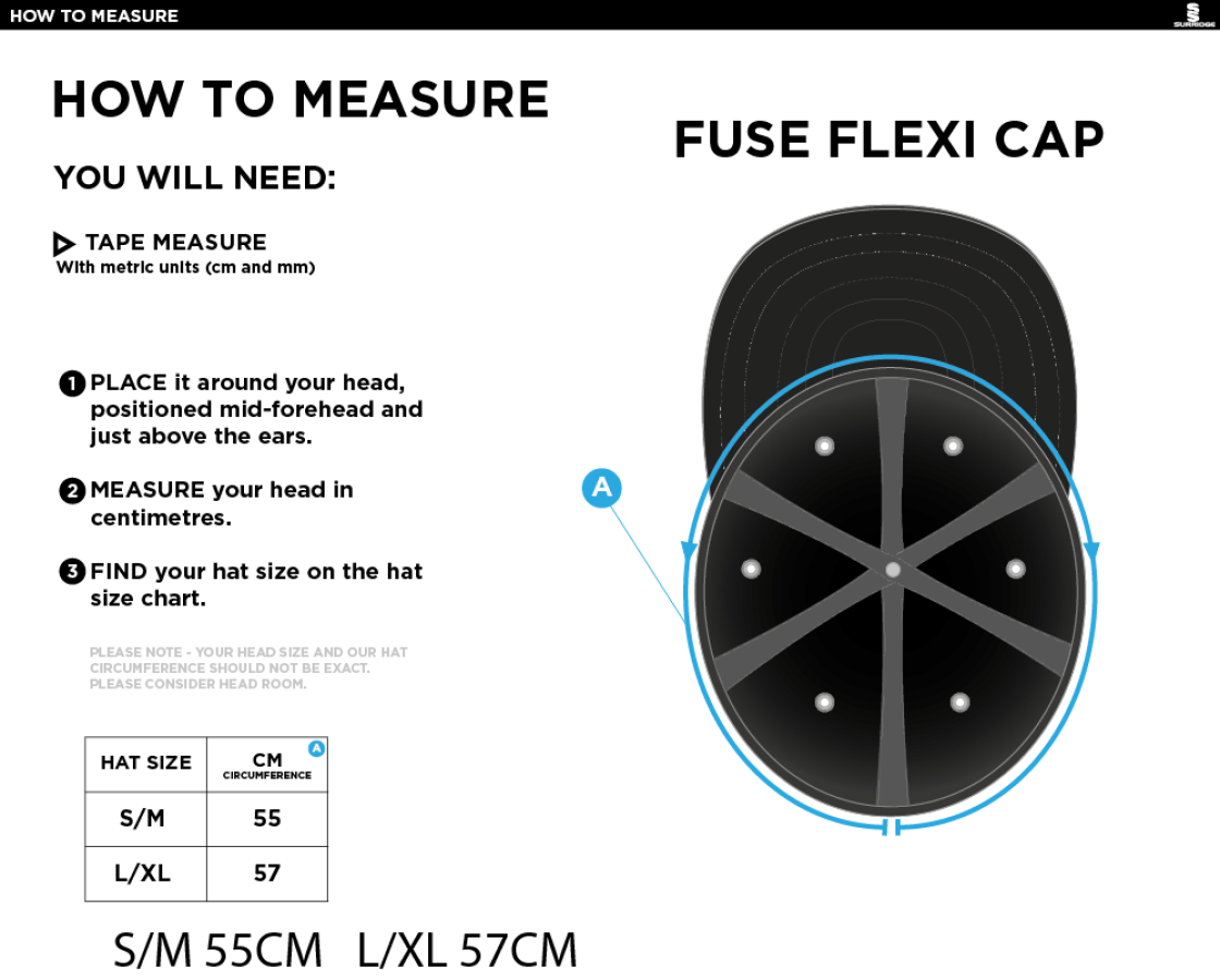 ITSLiB XI Fuse Flexi Cap - Navy - Size Guide