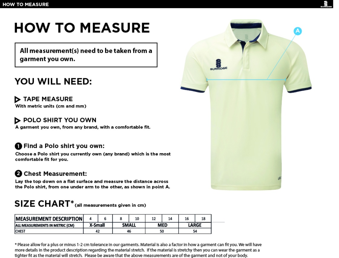 ITSLiB XI Dual Cricket Shirt Short Sleeve Womens - Size Guide