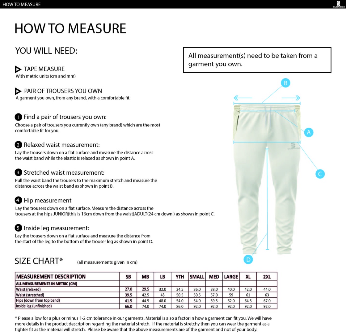 ITSLib XI - WHITE PANTS - Size Guide