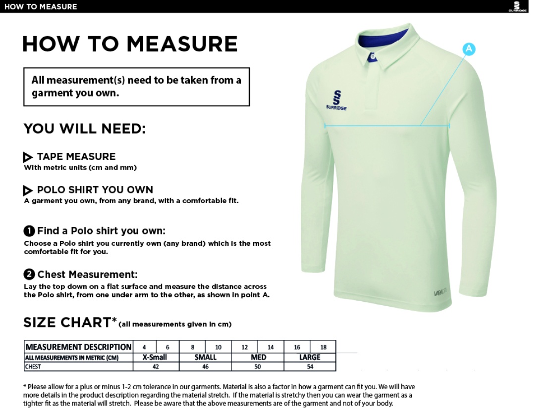ITSLiB XI DUAL LONG SLEEVE CRICKET SHIRT (WOMENS)-Ivory - Size Guide