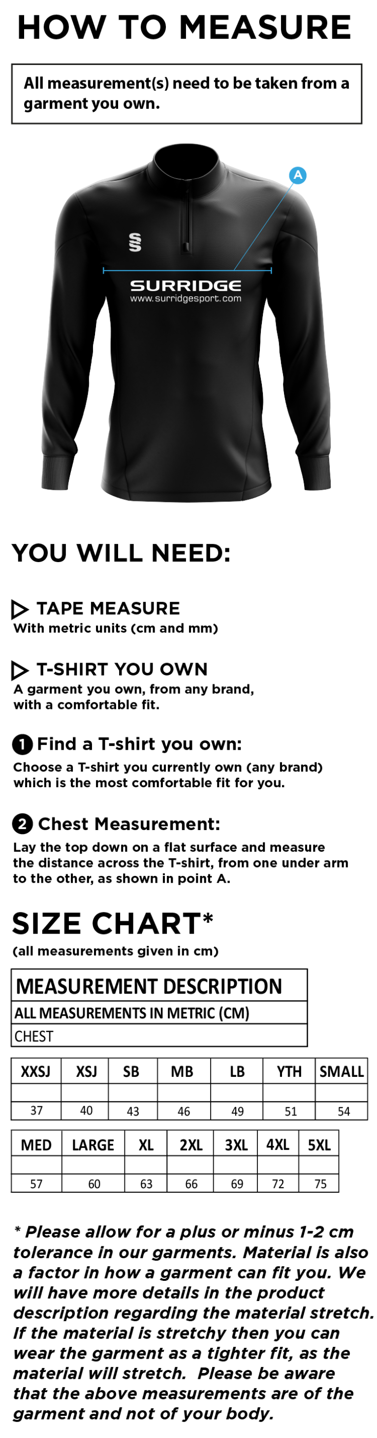 ITSLib XI - BLADE PERFORMANCE TOP - Size Guide